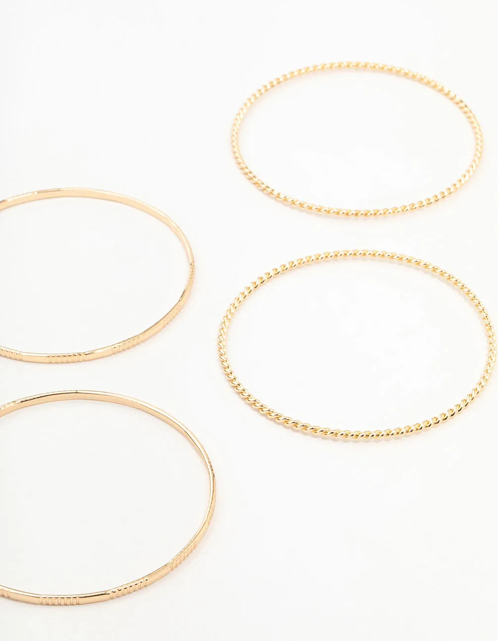 Gold Mixed Textured Bangle Bracelets 5-Pack