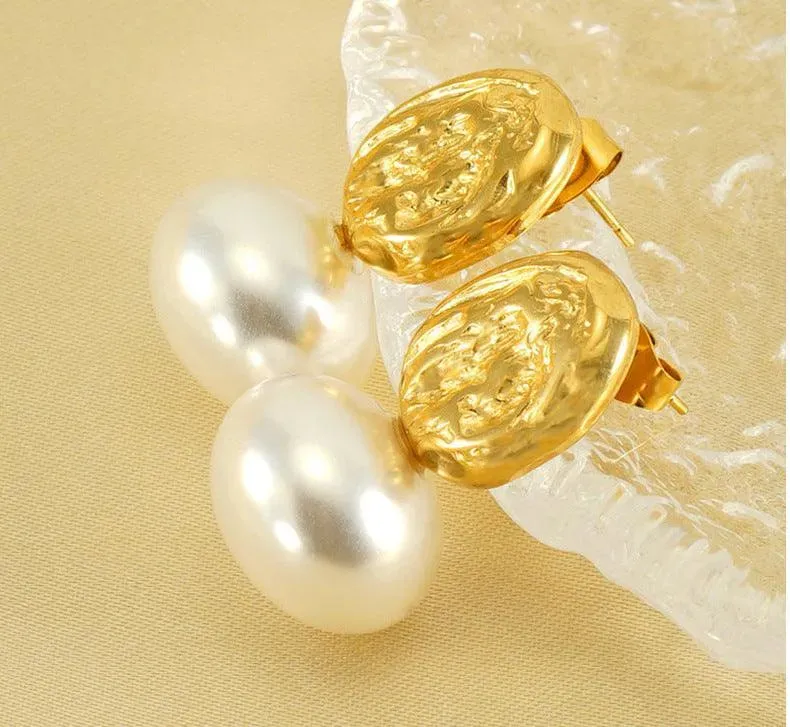 Gold-Plated Geometric Simulated Pearl Drop Earrings – Trendy Fashion Earrings