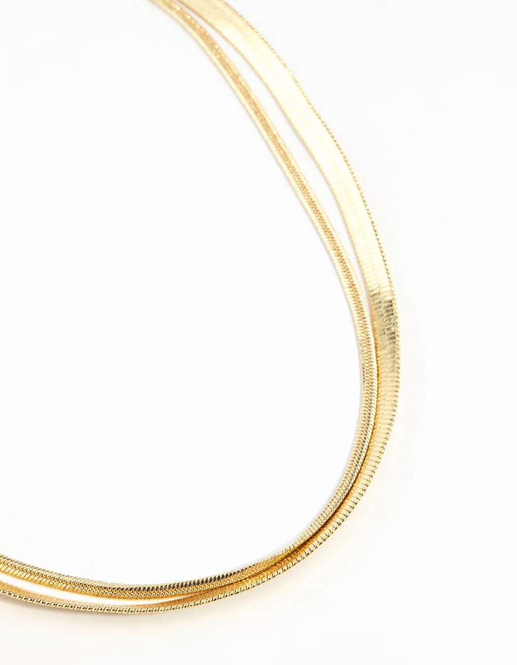 Gold Plated Herringbone Chain Necklaces 2-Pack