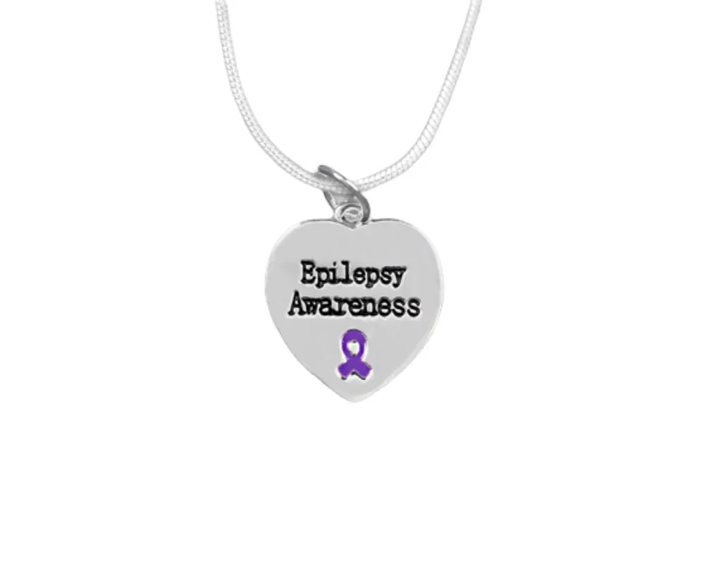 Heart Shaped Epilepsy Awareness Necklaces