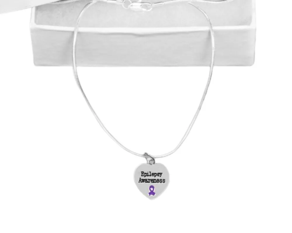 Heart Shaped Epilepsy Awareness Necklaces