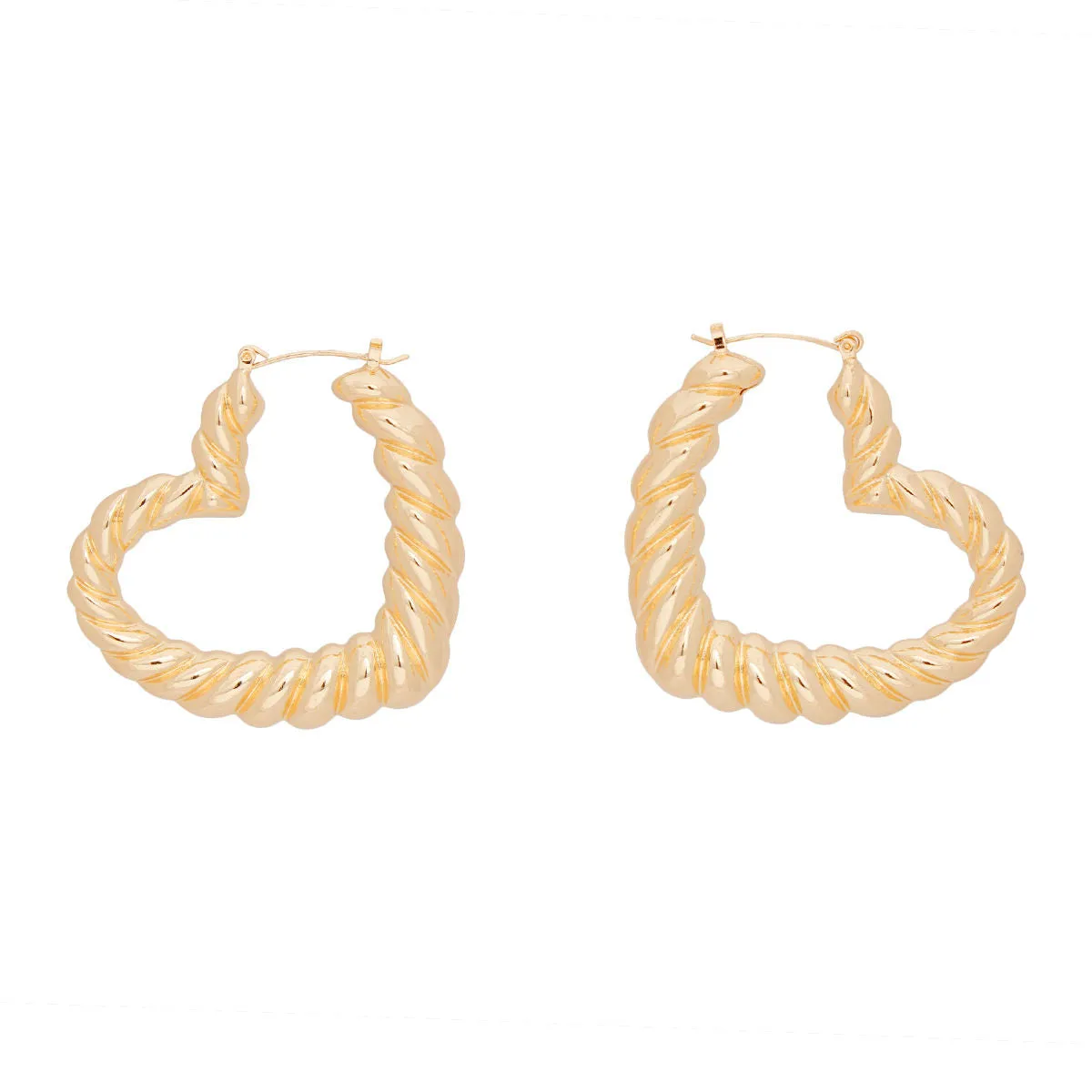 Hoops Twisted Gold Metal Heart Earrings for Women