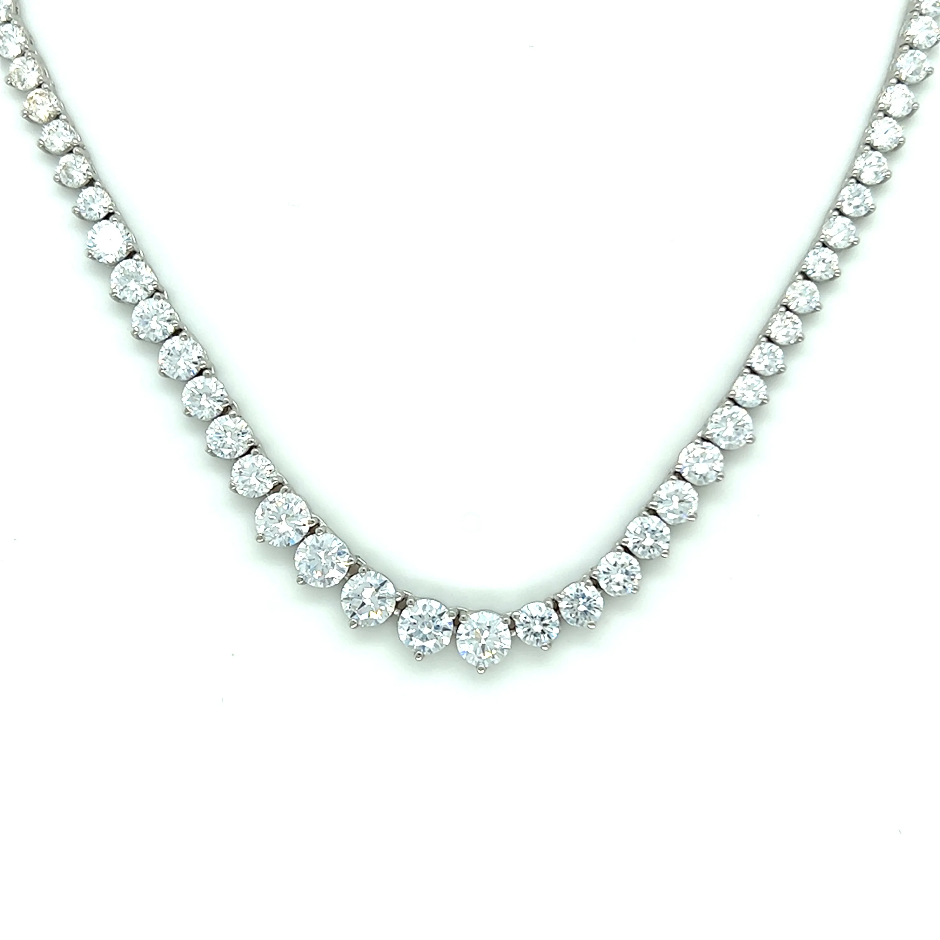 Ibiza Graduated Diamond CZ’s 3 Prong Tennis Necklace