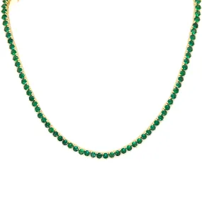 Ibiza Green CZ's 3 Prong Tennis Necklace