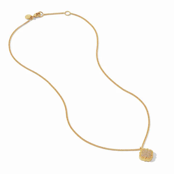 Julie Vos - Odette Pave Solitaire Necklace Gold Cubic Zirconia