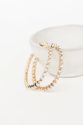 Kiara Gold Rhinestone Hoop Earrings