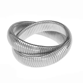 Large Double Cobra Bracelet in Rhodium