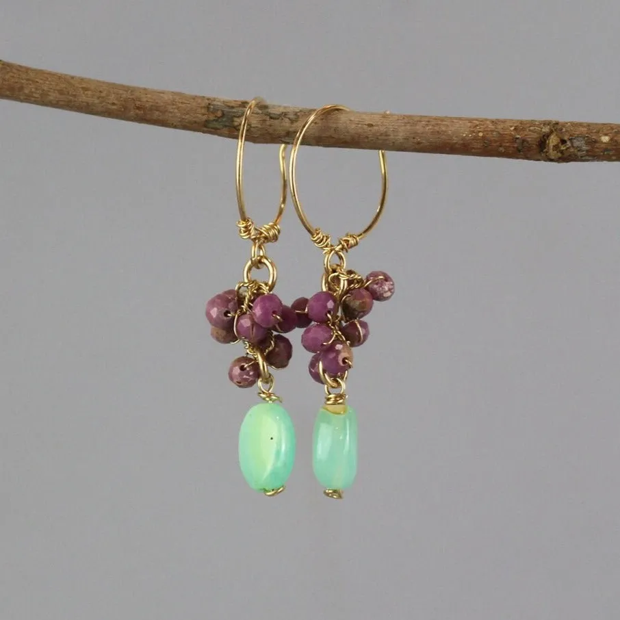 Lepidolite Peruvian Opal Hoop Earrings