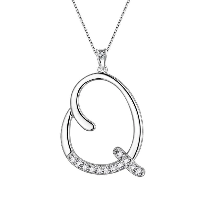 Letter Initial Q Necklaces Pendant Women Girls Name Jewelry Gift 925 Sterling Silver