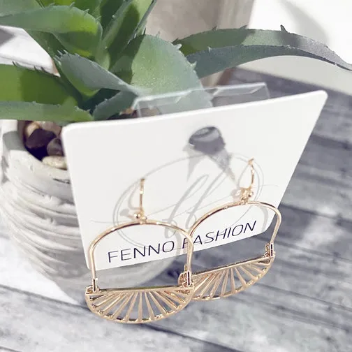 Lined Semi-Circle Geometric Earrings (GOLD OR SILVER)