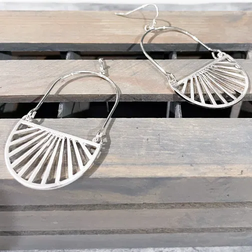 Lined Semi-Circle Geometric Earrings (GOLD OR SILVER)