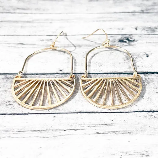 Lined Semi-Circle Geometric Earrings (GOLD OR SILVER)