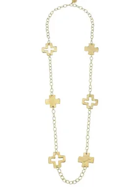 Long Cross Chain Necklace in Gold by Susan Shaw