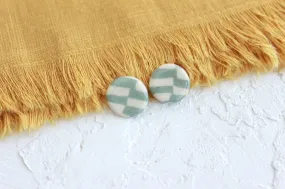 Mini Checkered Stoneware Stud Earrings