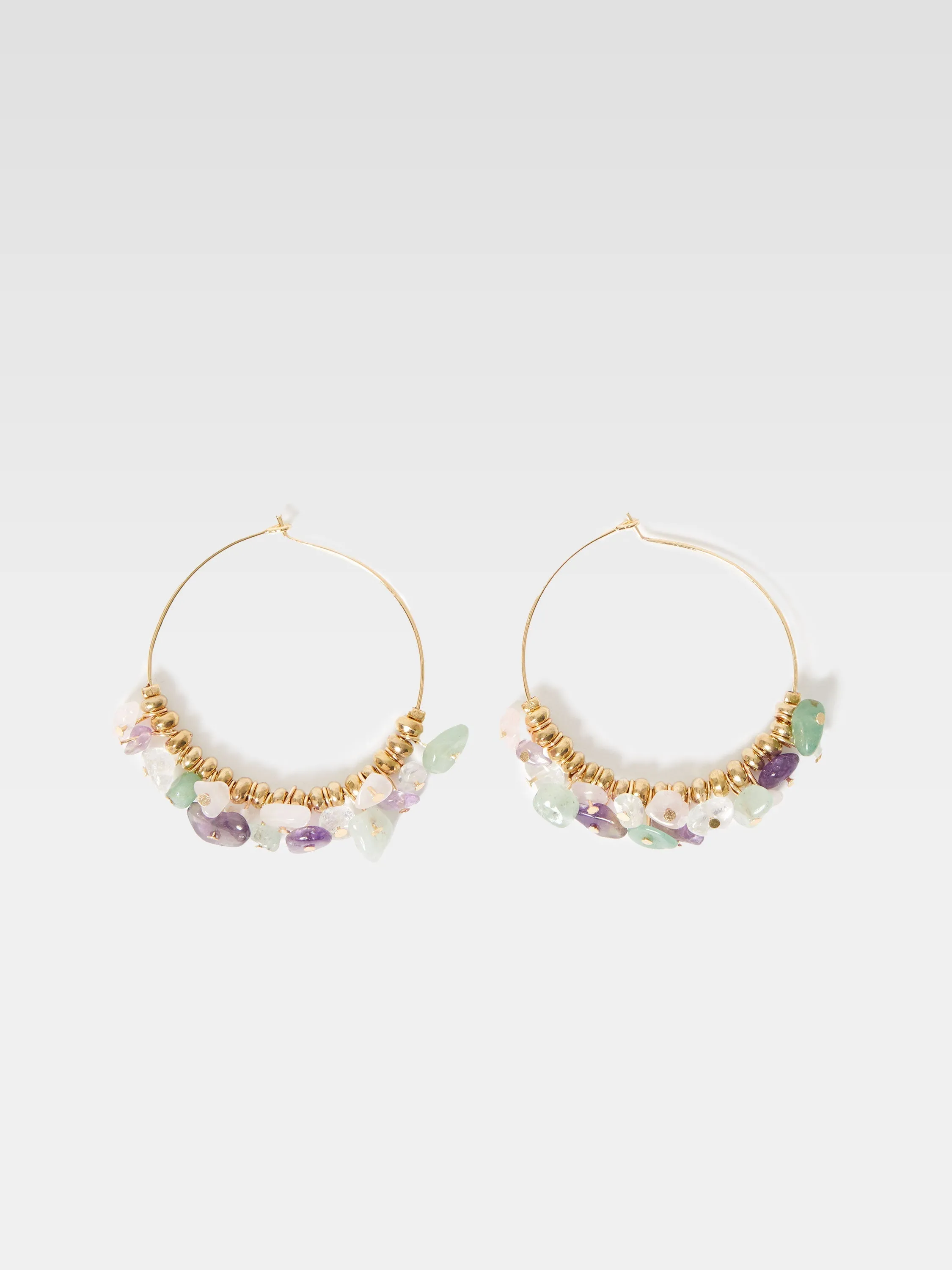 Multi Stone Hoop Earrings