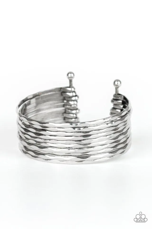 Paparazzi Bracelet ~ Stacked Shimmer - Silver