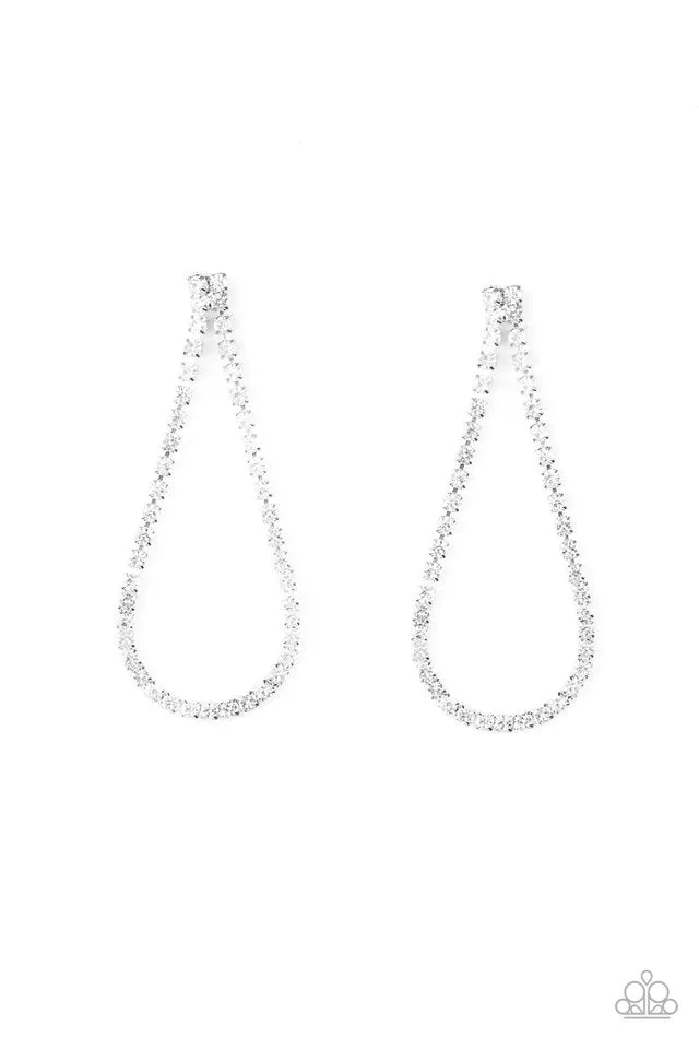 Paparazzi Earring ~ Diamond Drops - White