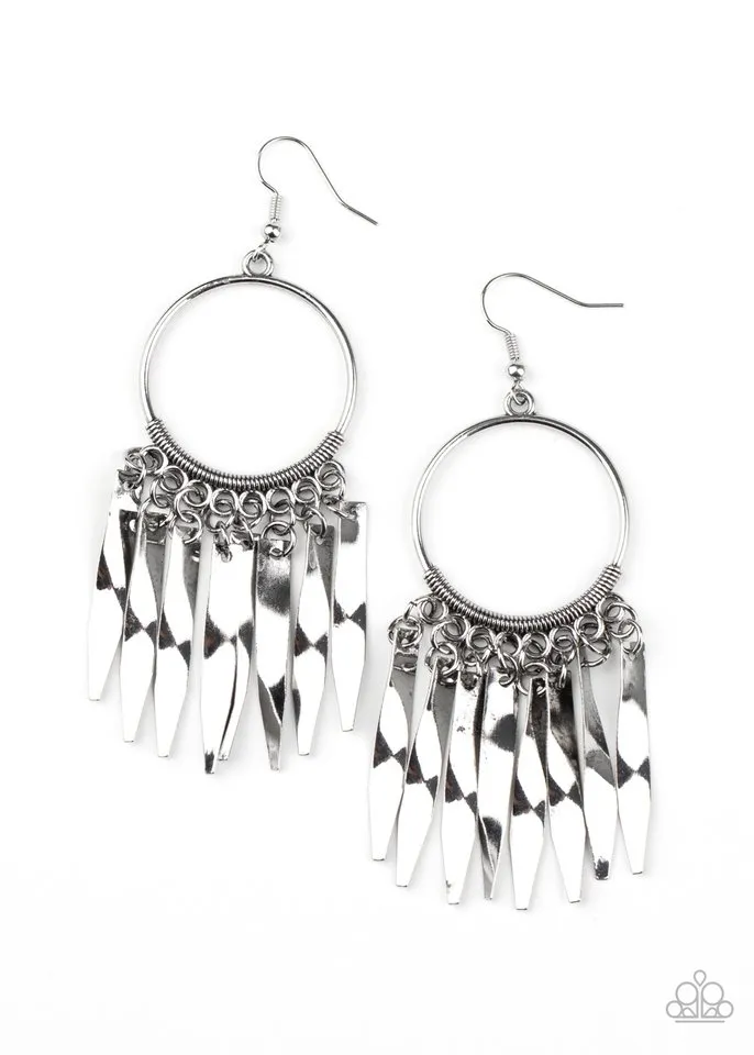 Paparazzi Earring ~ Let GRIT Be! - Silver