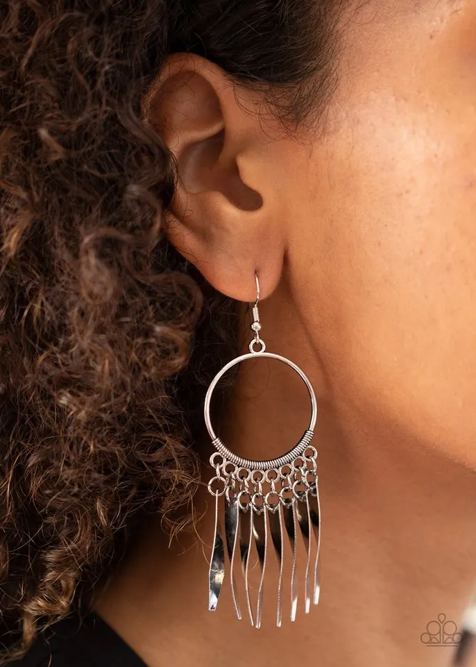 Paparazzi Earring ~ Let GRIT Be! - Silver