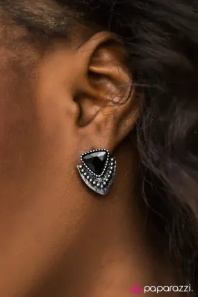 Paparazzi Earring ~ One REFINED Day - Black