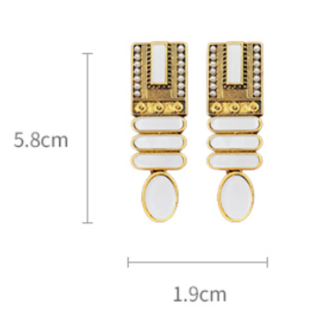 Pre Order:  Geometric Pearl Retro Court Earrings