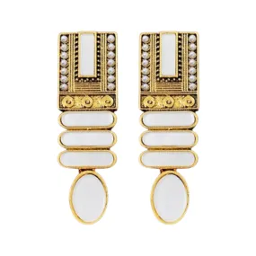 Pre Order:  Geometric Pearl Retro Court Earrings