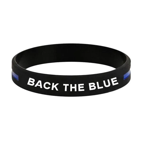 "Back the Blue" Thin Blue Line Silicone Bracelet