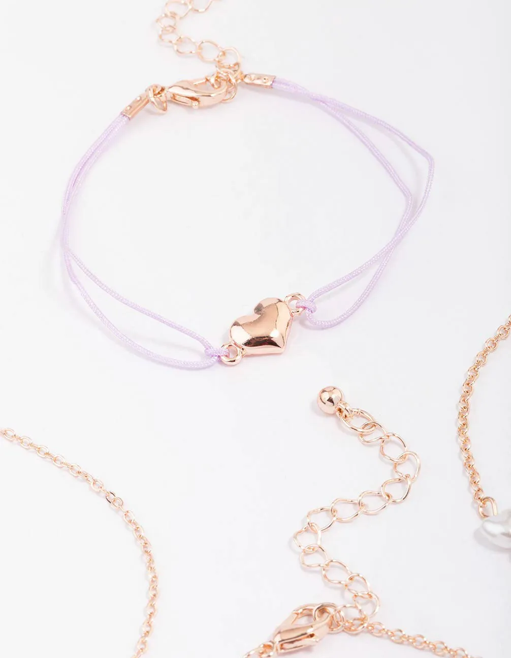 Rose Gold Puffy Heart Bracelet 4-Pack