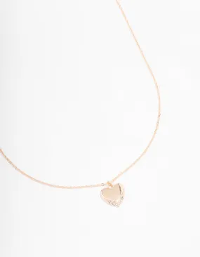 Rose Gold Simple Heart Diamante Necklace