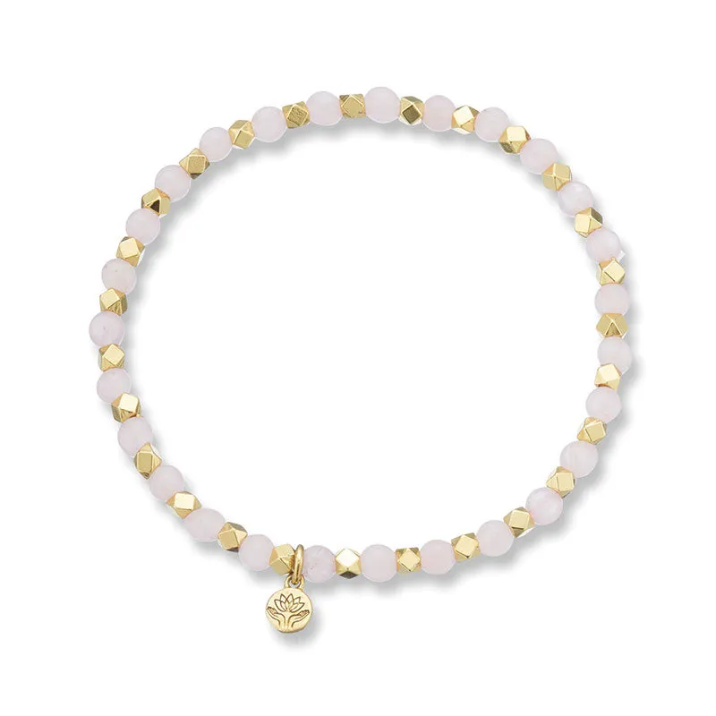 ROSE QUARTZ AURA OF GOLD GEM BRACELET