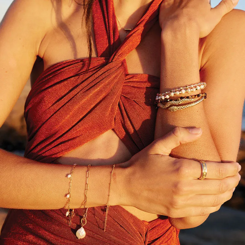 ROSE QUARTZ AURA OF GOLD GEM BRACELET