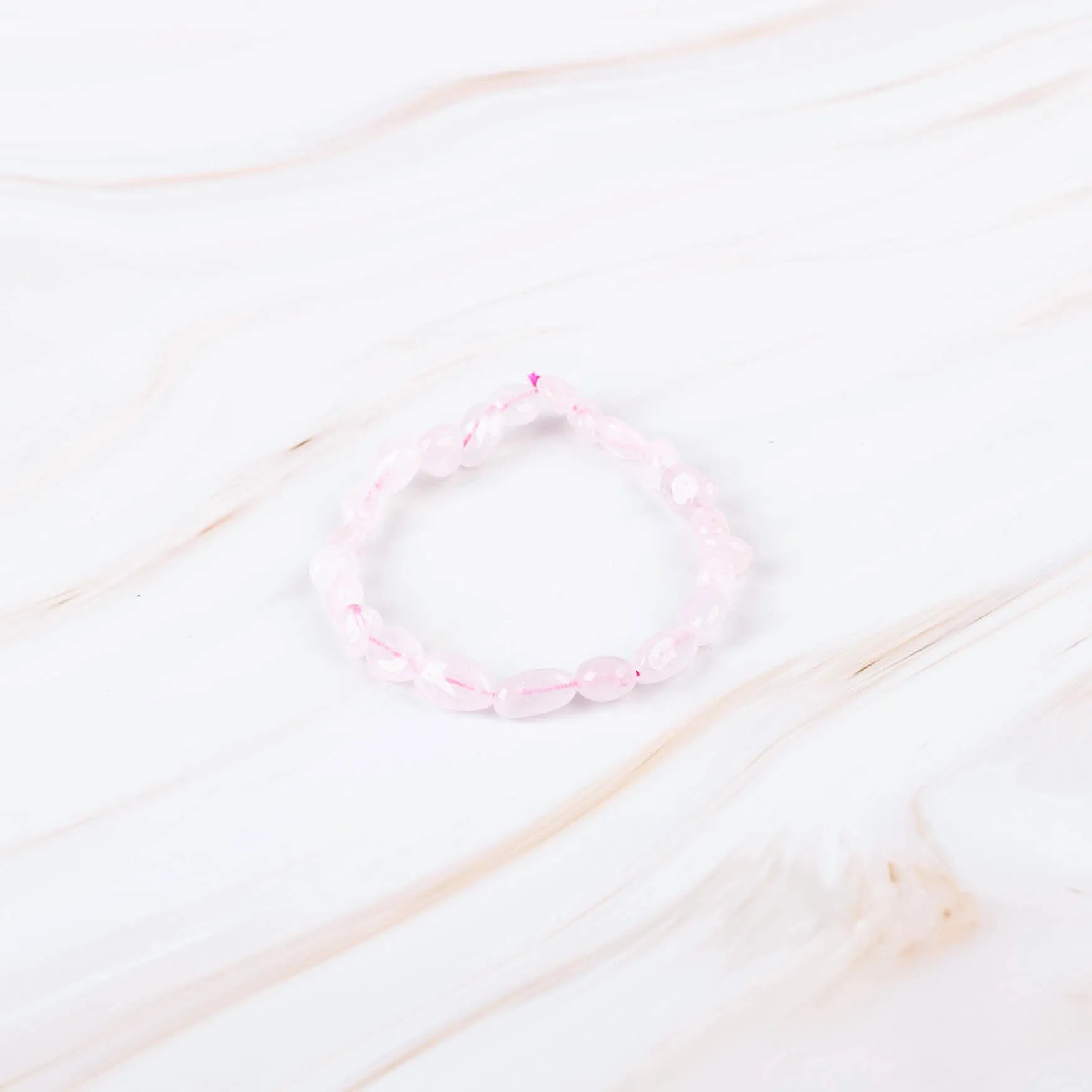 Rose Quartz Pebble Beaded Bracelet