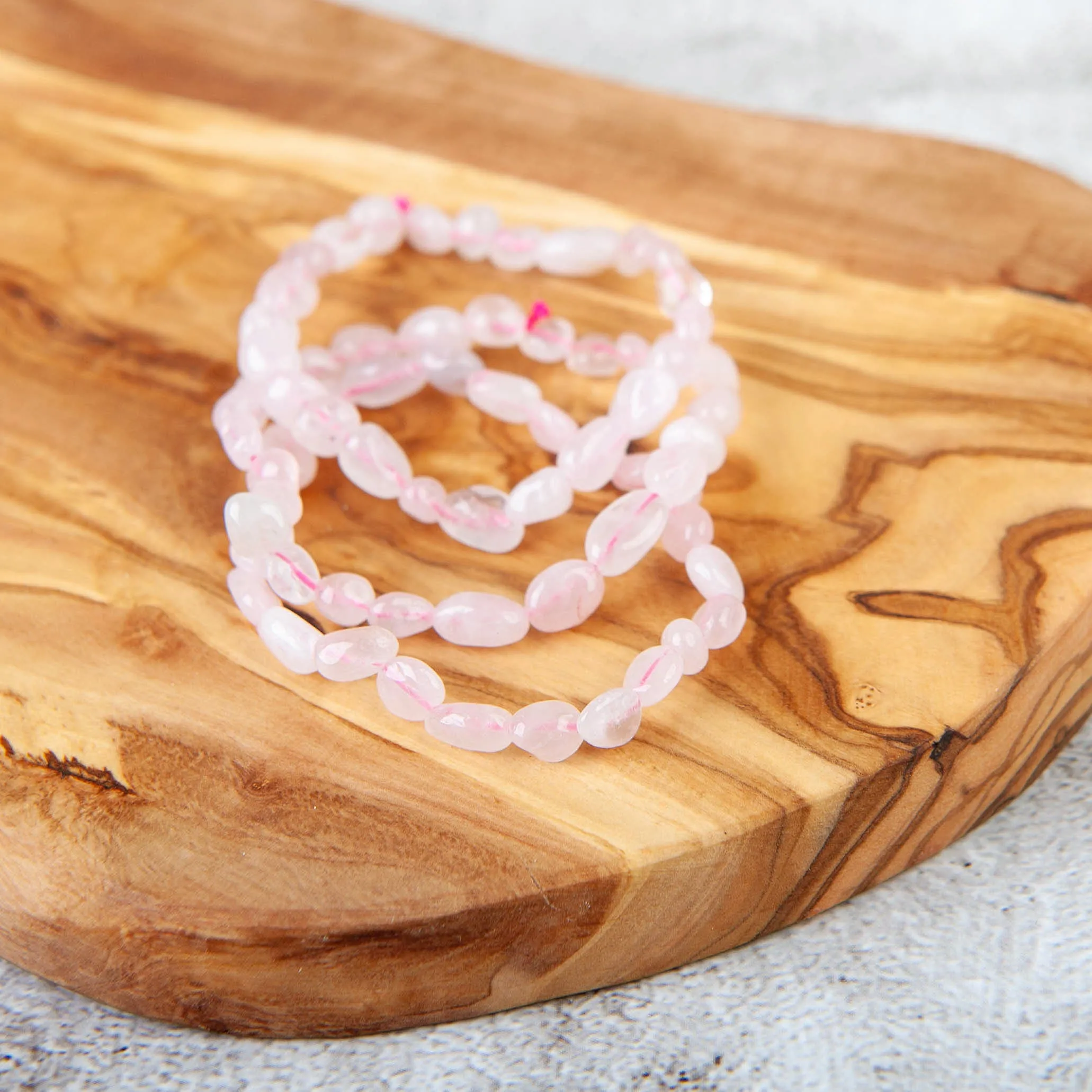 Rose Quartz Pebble Beaded Bracelet