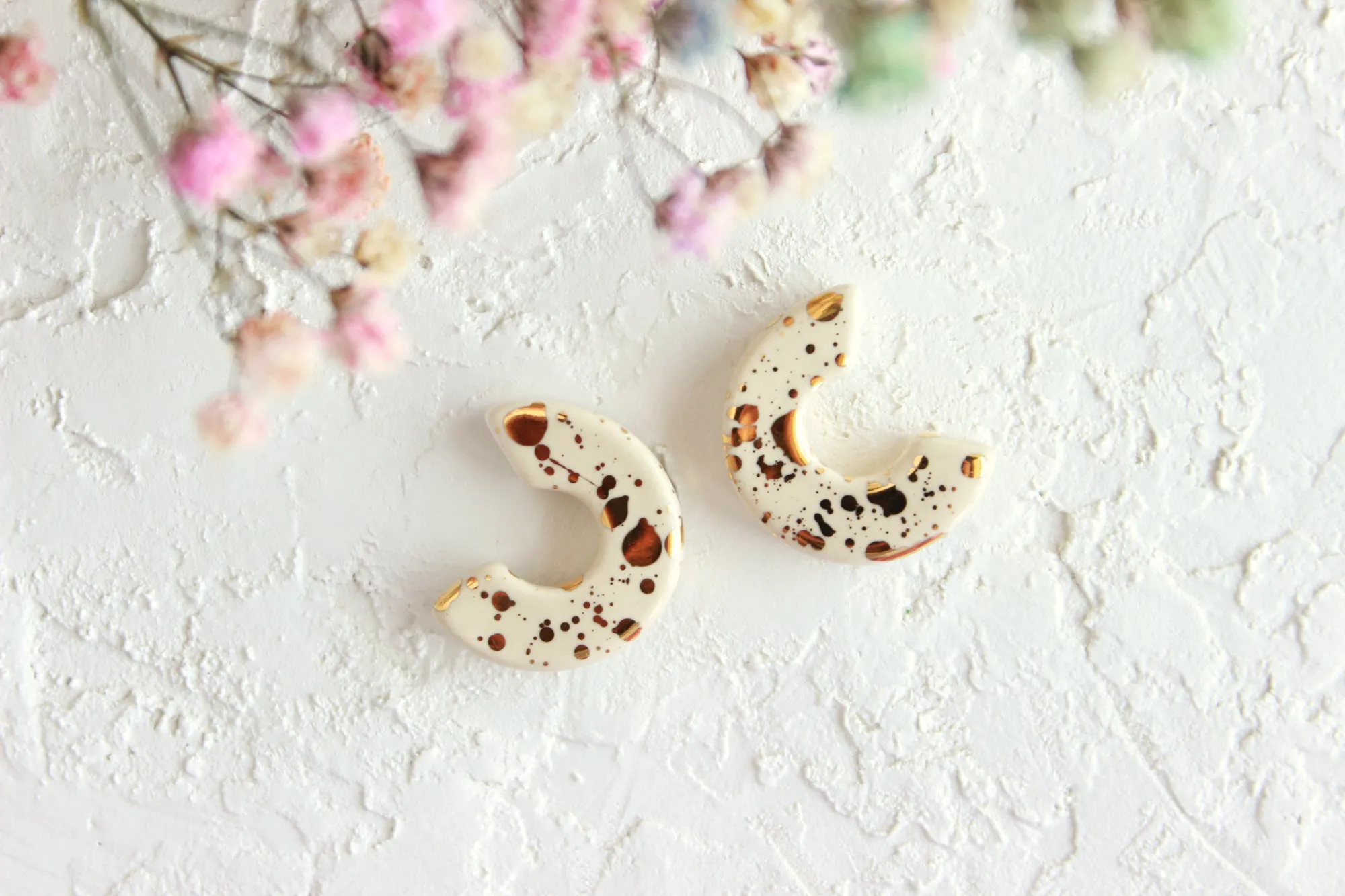 Round Splatter Hoop Earrings