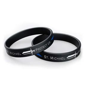 Saint Michael Thin Blue Line Bracelet, Protect Us & Sword