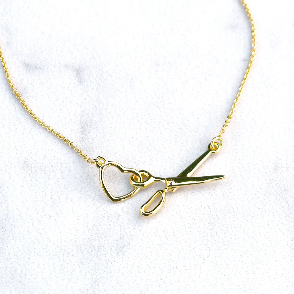 Scissor & Heart Charm Necklace