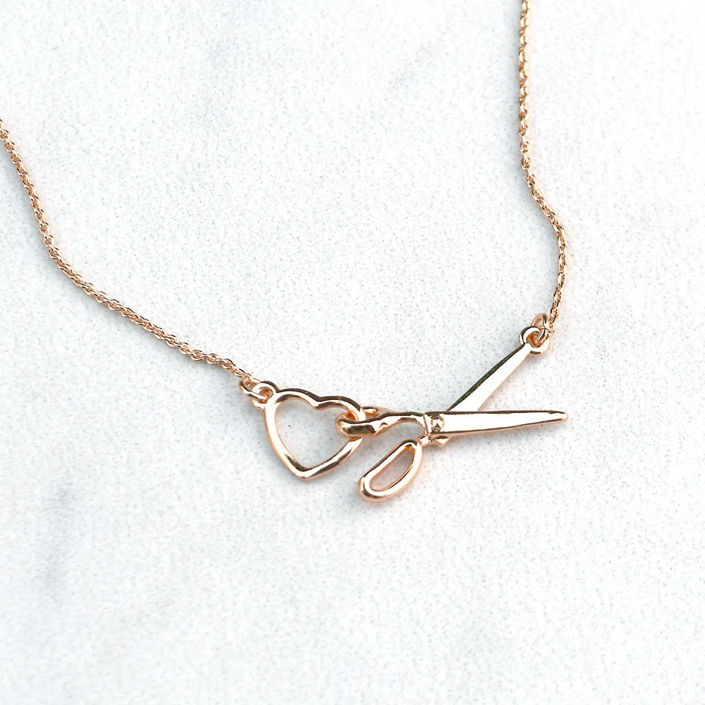 Scissor & Heart Charm Necklace