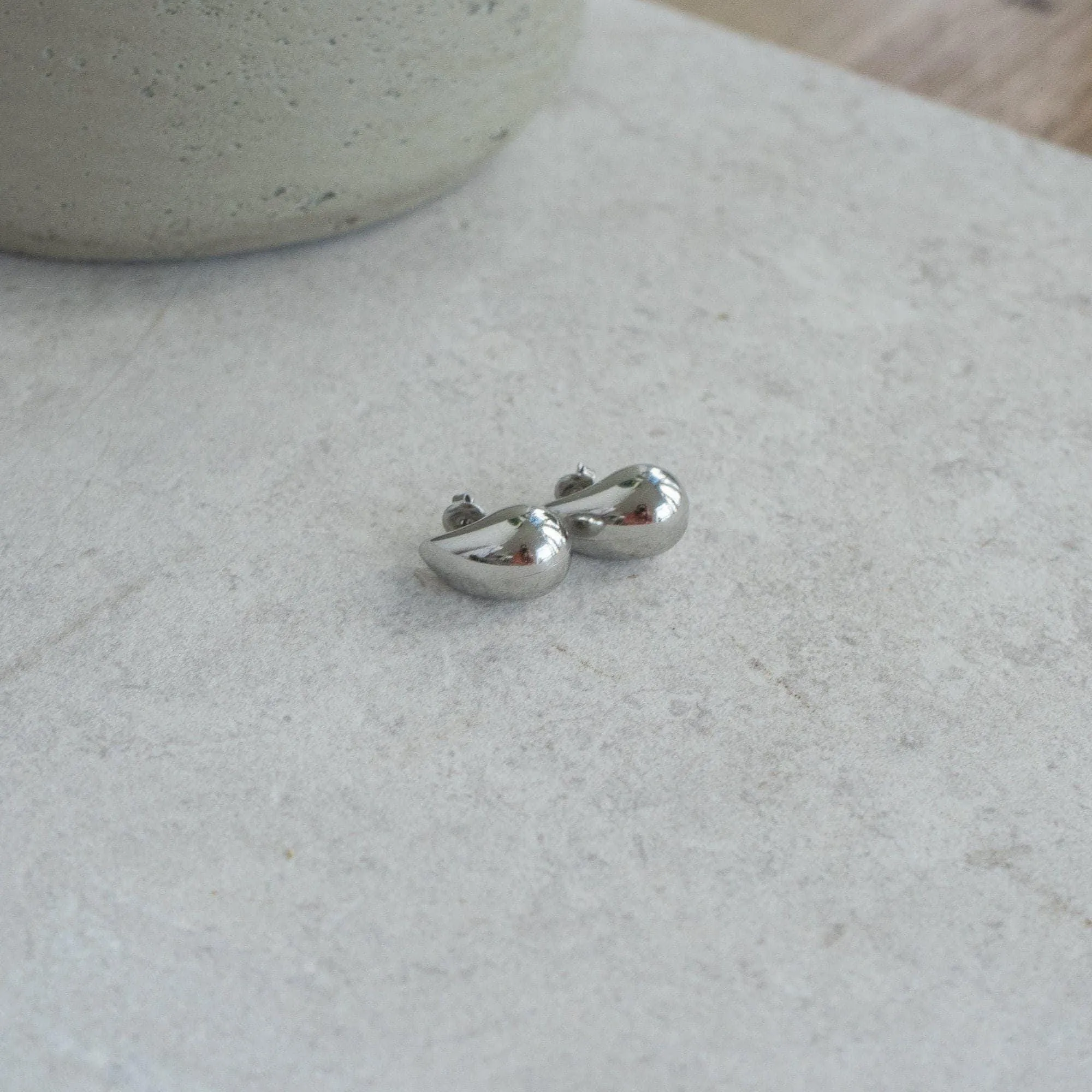 Silver Bold Drop Stud Earrings