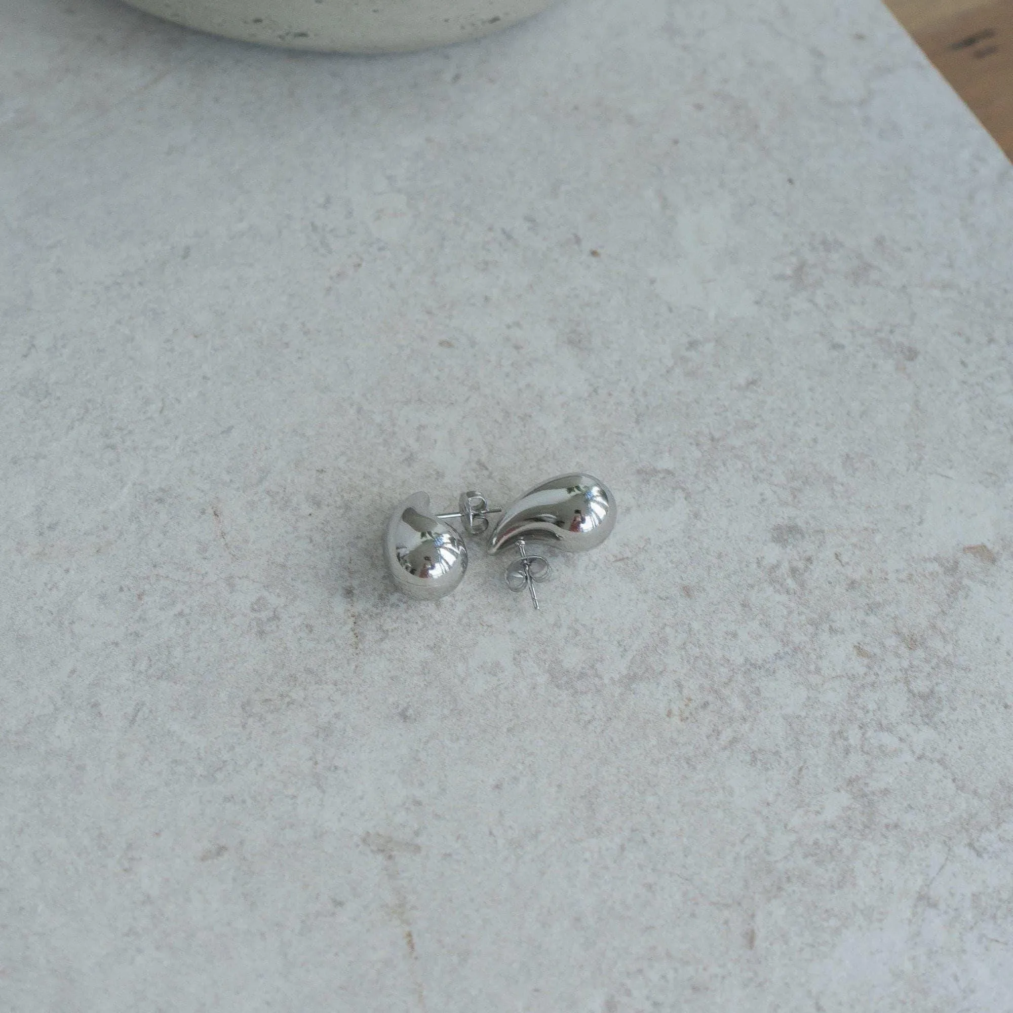 Silver Bold Drop Stud Earrings