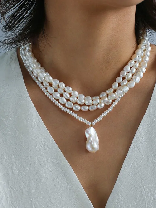 Simple Baroque Pearl Necklaces