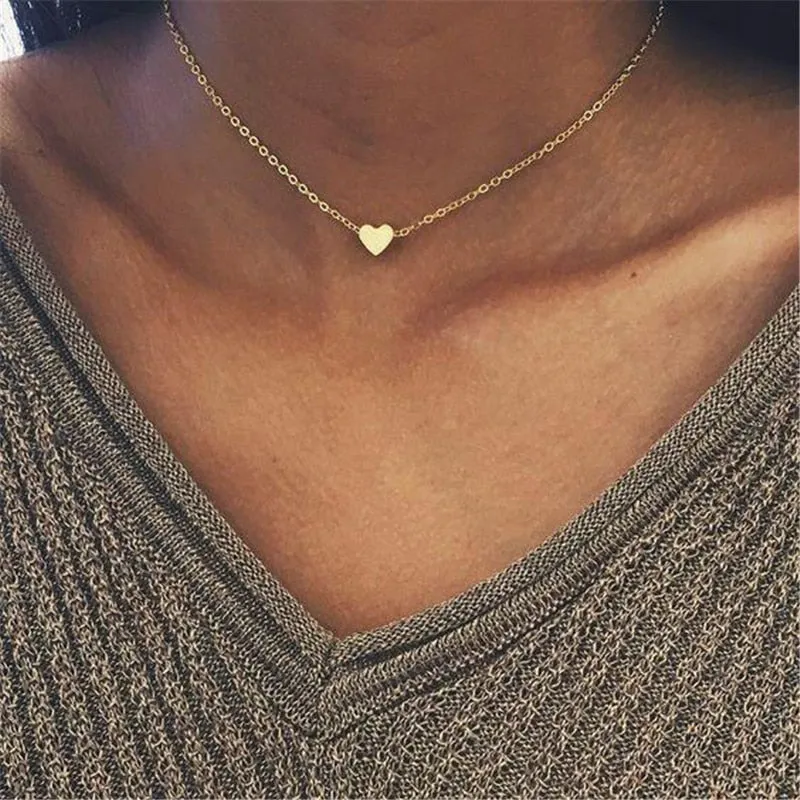 Simple Crystal Geometric Gold Pendant Necklace