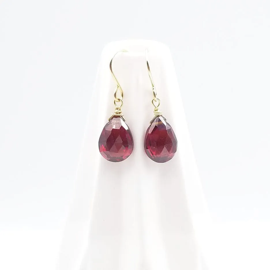 Simple Garnet Drop Earring