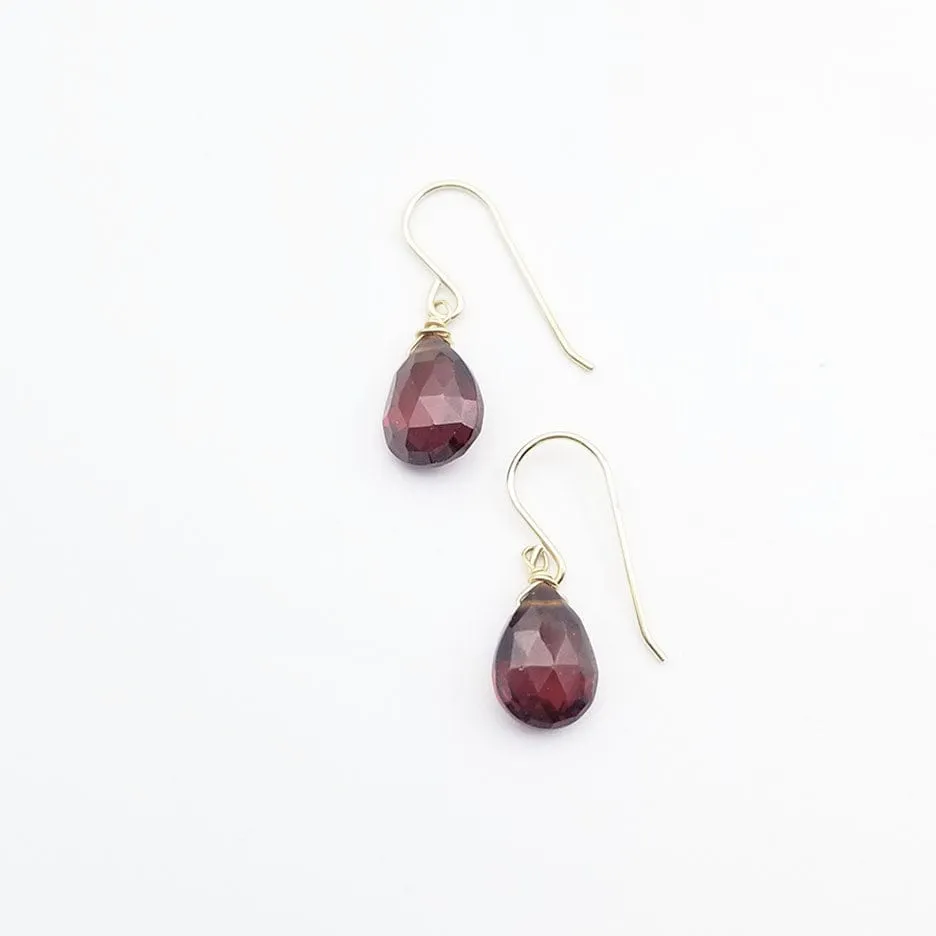 Simple Garnet Drop Earring