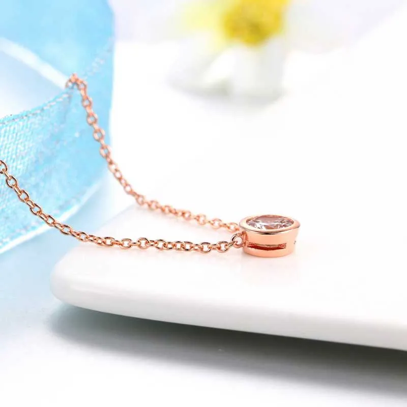 Simple Minimalist Round Zirconia Charm Necklaces