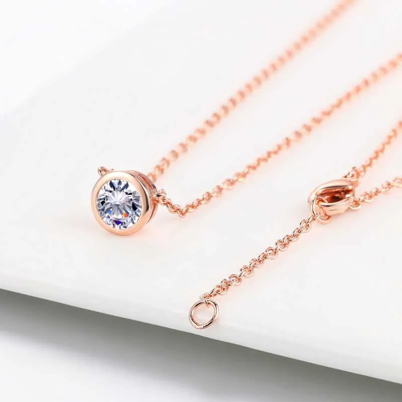 Simple Minimalist Round Zirconia Charm Necklaces