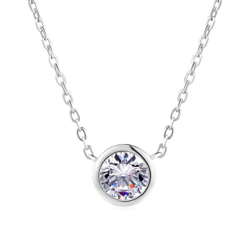 Simple Minimalist Round Zirconia Charm Necklaces