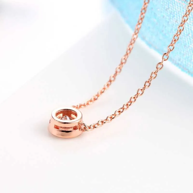 Simple Minimalist Round Zirconia Charm Necklaces