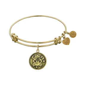 Smooth Finish Brass Cancer June Angelica Bangle Bracelet, 7.25"