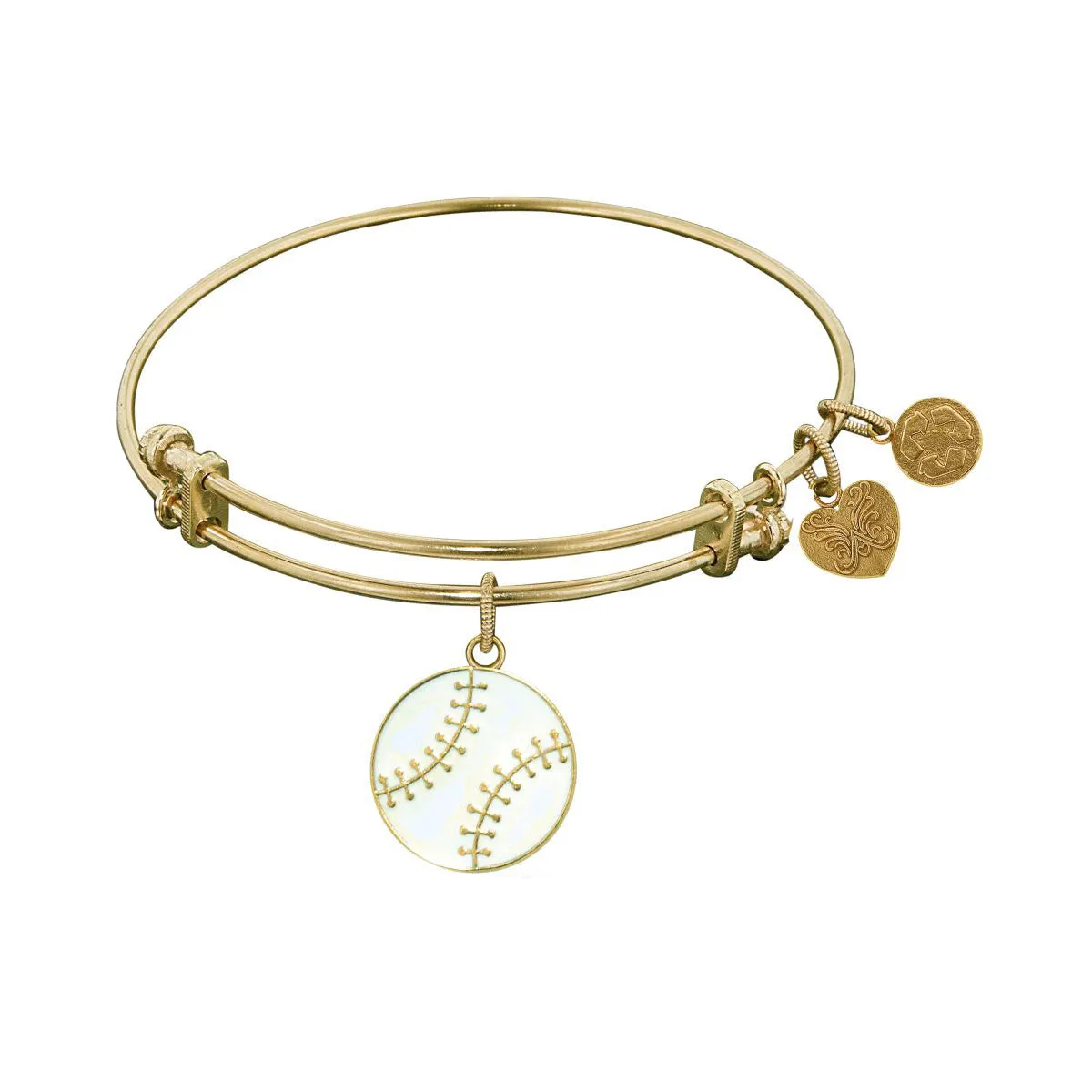 Stipple Finish Brass Baseball Angelica Bangle Bracelet, 7.25"