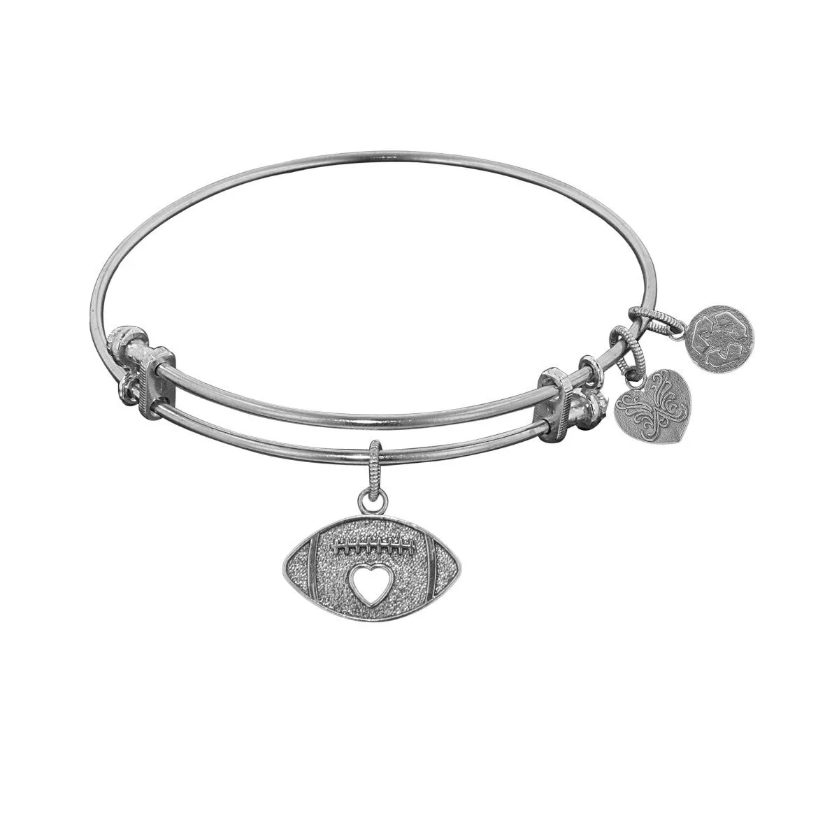 Stipple Finish Brass Football  Angelica Bangle Bracelet, 7.25"